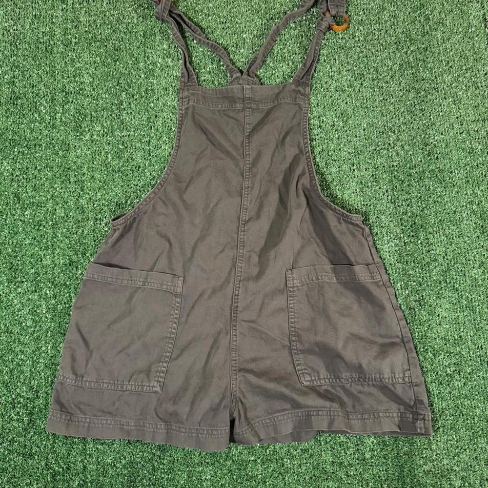 Aerie Olive Green Utility Short Overalls Adjustable Straps Pockets Size M